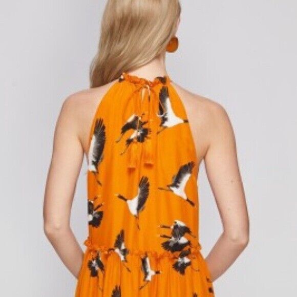 ROLLER RABBIT FLYING KARMA TEGAN Maxi DRESS Size M NWT $228 Crane Birds - Picture 4 of 11